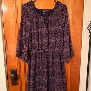 Banana Republic Purple Patterned Long Sleeve Midi Dress